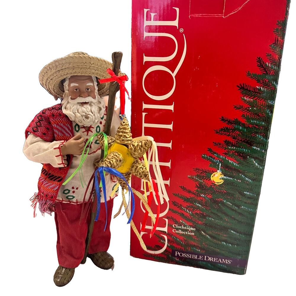 VTG 2002 Possible Dreams Clothtique Mexican Piñata Santa Clause w/box Holiday